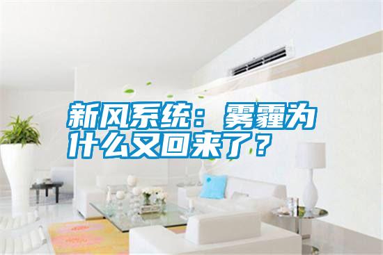 新風系統(tǒng)：霧霾為什么又回來了？