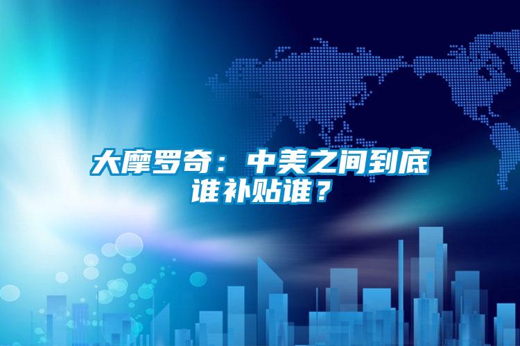 大摩羅奇：中美之間到底誰補貼誰？